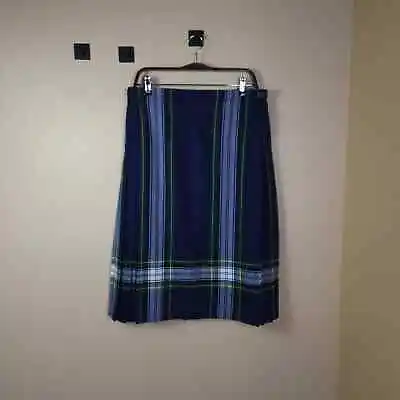 Vintage 80’s Pleated Plaid Midi Skirt Dean’s Of Scotland Wool Kilt Size 16 • $35