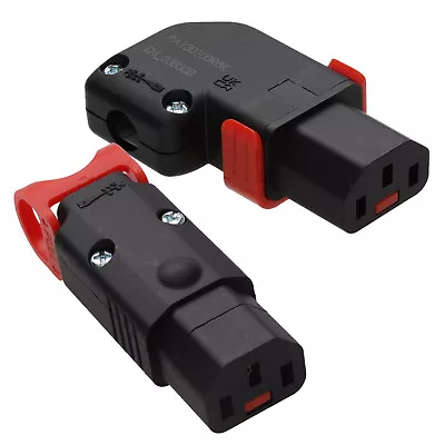 Locking IEC C13 LSZH Rewireable Connectors Kettle Lead Ends Locks Any C14 Inlet • £5.35