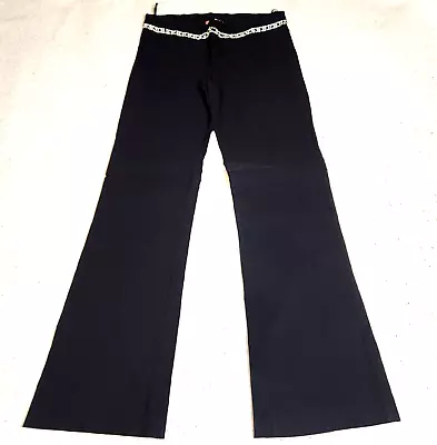 VTG XXI Womens Pants Sz L Black Stretch Embellished Waist Low Rise Flare EUC • $18.69