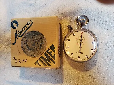 Vintage Swiss Made Stainless Steel Minerva 10 Second Split Second Timer With Box • $440