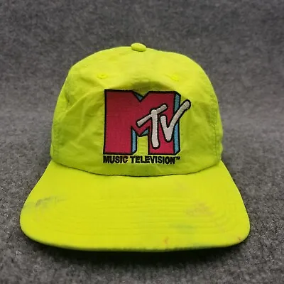 MTV Hat Cap Neon Yellow Snap Back Adult Duck Bill • $14.24