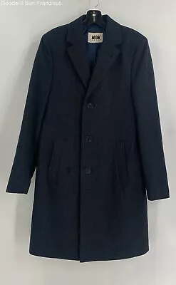 Joseph Abboud Mens Black Herringbone Long Sleeve Button Front Overcoat Size 36R • $14.99