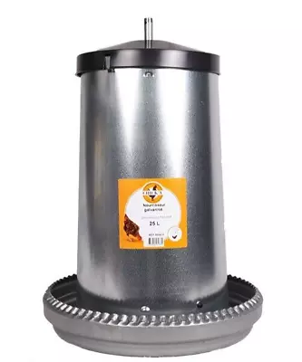 Galvanised Poultry Feeder 25L Steel Chicken Feeder Bird Hen Feed • £34.99