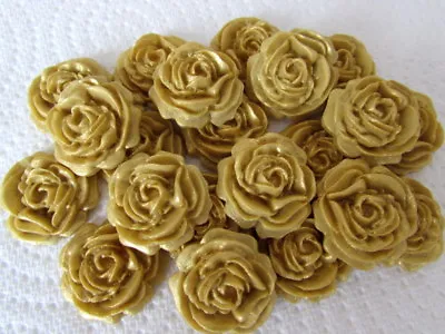 12 Gold Roses Flowers Edible Cake Toppers Sugarcraft Wedding CupcakeBirthday • £5.25