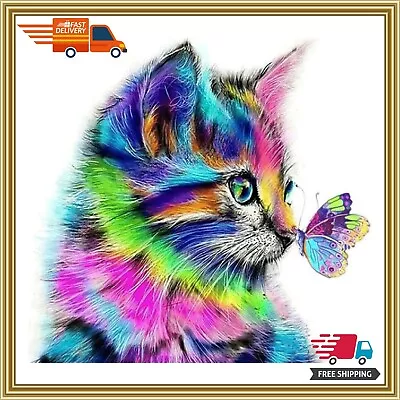 $17.99 • Buy Diamond Painting Kits For Adults,Colorful Butterfly Kiss Cat,Gem Art And Craft P