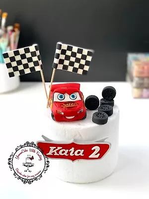 Handmade Unofficial Lighting McQueen Cars  Edible Birthday Cake Topper • £48.99