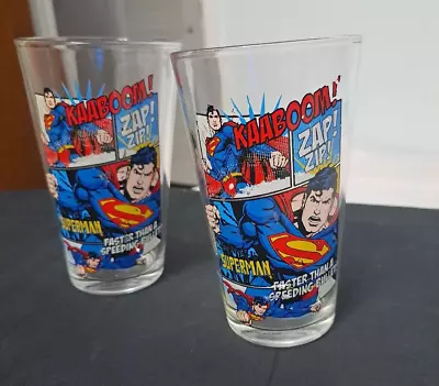 Lot Of 2 Vintage 12 OZ Superman Drinking Glasses • $24.99