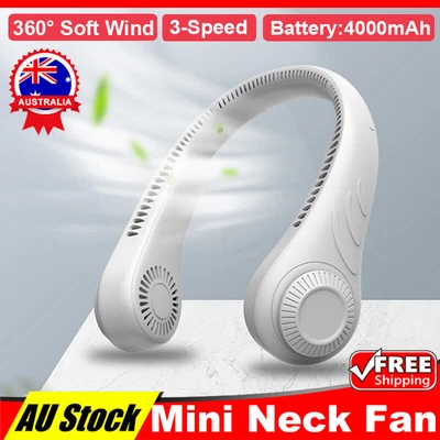 $19.90 • Buy Portable Mini Fan Neckband Bladeless Lazy Neck Hanging Cooler USB Rechargeable