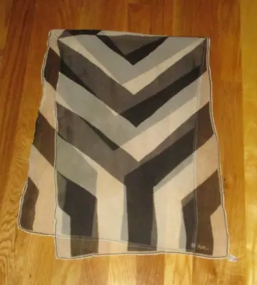 Vintage Vera Hand Rolled Black White Geometric Stripe 100% Silk Oblong Scarf 42  • $6.99