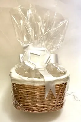 Buff Oval Make Your Own Hamper Kit Basket Any Colour Bow & Cellophane 3 Sizes • £14.99