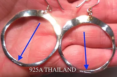 925 Sterling Silver Hoop Earrings Vintage Jewelry Thailand • $25