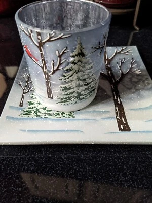 $17.99 • Buy Yankee Candle Winter Scene Voitive Flickering Cabin, Snow Cover Trees & Cardinal