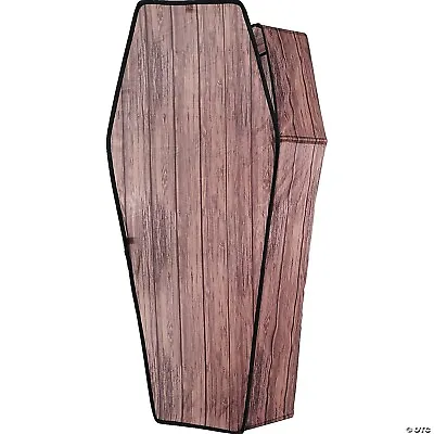 $49.99 • Buy Halloween Brown 60  Wood-Look Coffin RIP Graveyard Prop With Lid Haunted House
