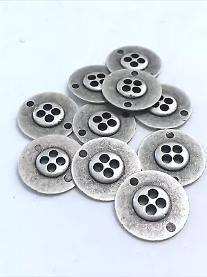 6 Metal Antiqued Silver Tone Buttons 4-Hole Sew Through Sewing 20 Mm #MT8 • $11.98