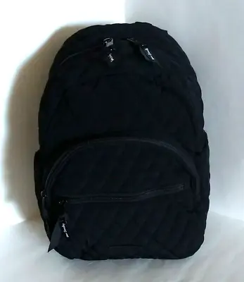 NWT Vera Bradley Essential Compact Backpack Bag In Classic Black Microfiber • $79.99