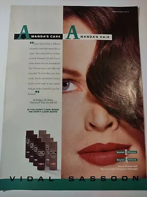 Vidal Sassoon Haircare Shampoo Conditioner Vintage 1990s Print Ad • $8.61