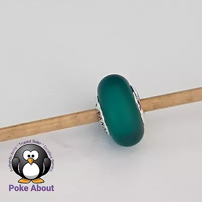 $40 • Buy Genuine PANDORA Matte Green Teal Murano Glass Smooth Silver Charm 799555C00