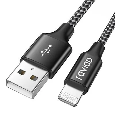 RAVIAD IPhone Charger Cable 1M/3.3FT [MFi Certified] Nylon Braided 1M Black  • £5.79
