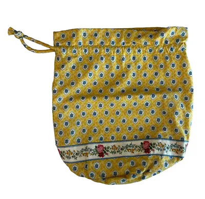 Vera Bradley Vintage Elizabeth Yellow Ditty Bag Lined Pool Beach Gym Drawstring • $22.49