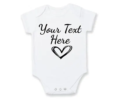 £6.97 • Buy Personalised Custom Baby Name Vest Heart Baby Grow Bodysuit Reveal Announcement