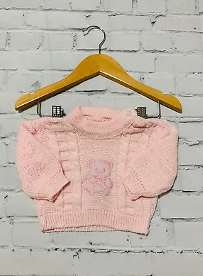 Baby Girls 0-3 Months Clothes Cute Hand Knitted Jumper Top *We Combine Postage* • £3.51