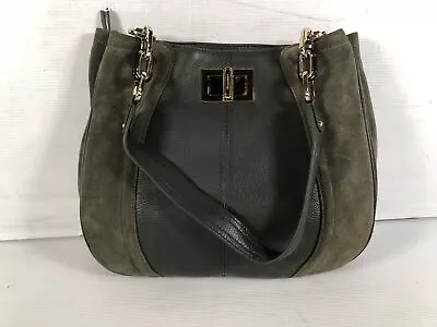 B. Makowsky Womens Green Leather Double Strap Inner Pockets Medium Shoulder Bag • $19.99