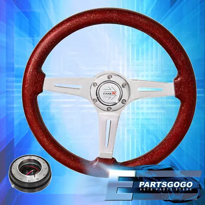 Metallic Red Aluminum Center Type-R Steering Wheel + Black Slim Quick Release • $85.99