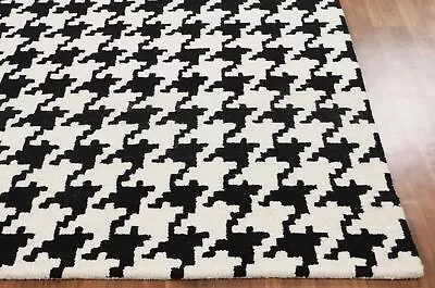 Hounds Tooth Black & White  Modern Design Handmade Tufted 100% Woolen Area Rugs • $279.30