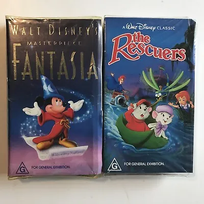 Disney VHS Black Diamond Video - The Rescuers & Fantasia Rare Clamshell Case • $26