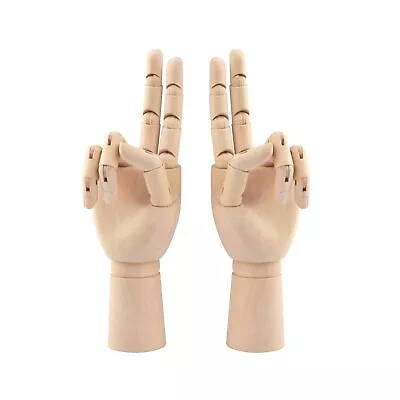 Wooden Hand Model 2 PCS 7 Inches Left And Right Hand Art Mannequin Figure W... • $32.87