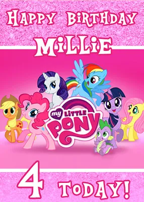 MY LITTLE PONY Personalised Birthday Card Add Your Own Name & Age MLP • £3.15