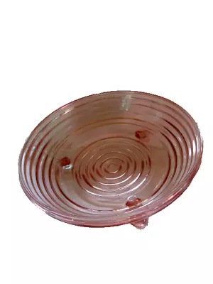 Anchor Hocking Pink Manhattan Art Deco Vintage Footed Glass Serving Bowl • $12