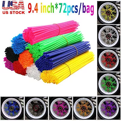 $5.89 • Buy 72Pcs Motorcycle Dirt Bike Spoke Skins Covers Wraps Wheel Rim Guard Protector
