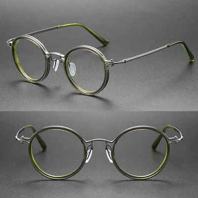 Women Men Titanium Eyeglass Frames Retro Round Exchange Lens 51mm • $35.99