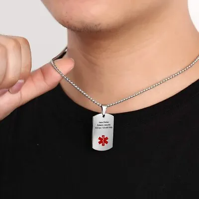 Personalized Medical ID Pendant Health Alert Necklace Safety Jewelry For Women • $10.99