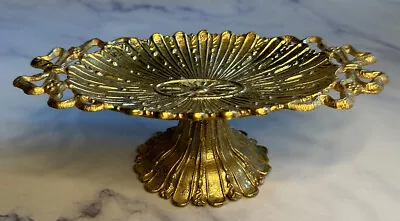 VINTAGE Gold Tone Metal Soap Dish Trinket Jewelry Dish Wolff Products 1965 • $34.99