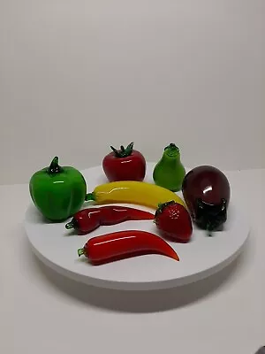 Lot Of 8 Vintage Hand Blown Fruit Vegetables Art Glass Murano Style Figurines  • $41.99