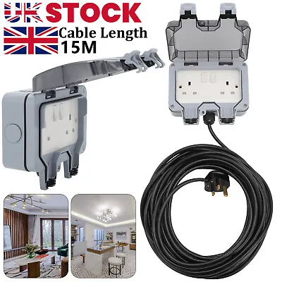 £30.89 • Buy Outdoor IP66 Garden Extension Lead Socket Box IP66 Rated 15m Black Cable