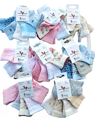 Girls Boys Ankle Socks 5 Pairs Children's Kids Mixed Novelty Newborn N-B 0-3 Mth • £5.35