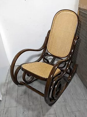 Vintage Mid Century Modern Cane Bentwood Rocking Chair Rocker Thonet Style C4 • $405