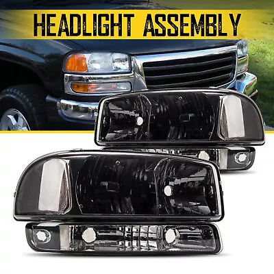 KAC Headlight  Assembly For 2001-2006 GMC Sierra 1500 HD 2500 HD 3500 Smoke Lens • $71.99