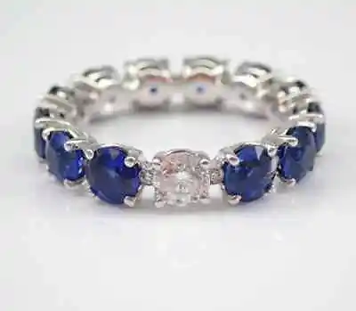 2.8Ct Oval Lab Created Sapphire Full Eternity Weeding Ring 14K White Gold Plated • $114.79