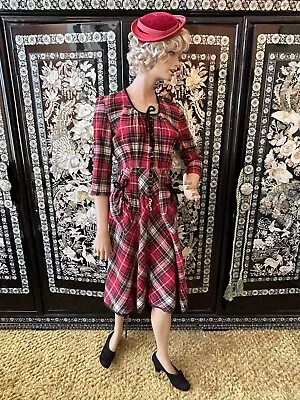 Original 1940s Lombardy Tartan Plaid Wool Dress Frock **Rare** • $395