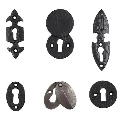£4.50 • Buy Escutcheon Plates Black Cast Iron Keyhole Cover Key Hole Door Lock Accessory 