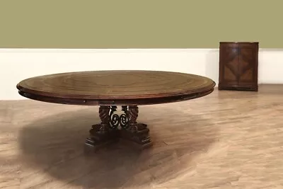 Large Round Walnut Dining Table Expands From 66 -90  Round Seats 6-12 - NEW • $10000