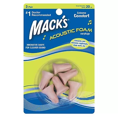 Mack's Acoustic Foam Ear Plugs (3 Pair) • £7.95