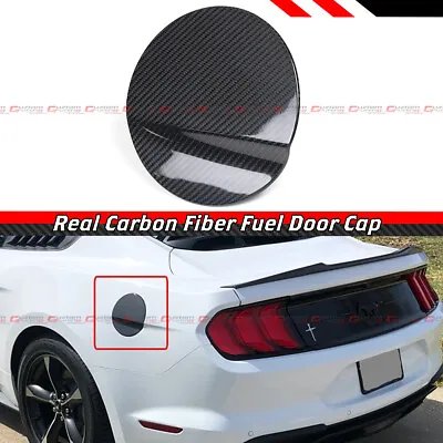For 2015-2023 Ford Mustang Real Carbon Fiber Add-on Gas Fuel Tank Door Cover Cap • $39.99