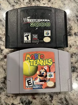 Nintendo 64 Game Lot Both Games Tested Mario Tennis & Wwf Wrestlania 2000 • $12.50