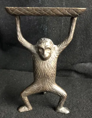 Metal Monkey Butler Figurine Business Card Holder Tail 1lb 7” Tall Office Decor • $50