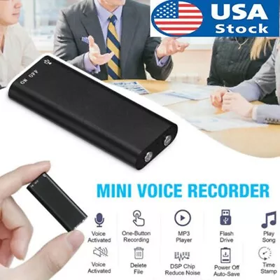 Hidden Mini Audio Voice Recorder Listening Device 96 Hours 8GB Bug Recording US • $16.99